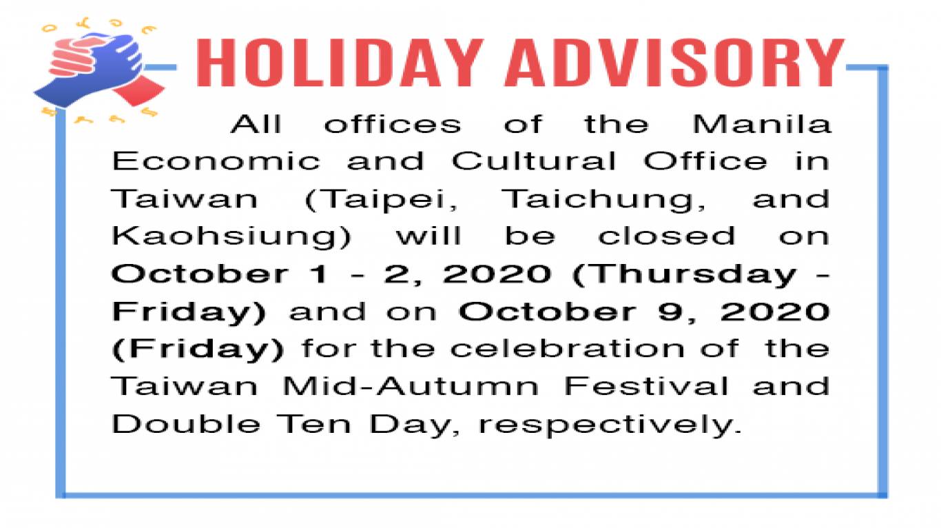 Holiday Advisory (October 1-2, 2020; October 9, 2020).jpeg